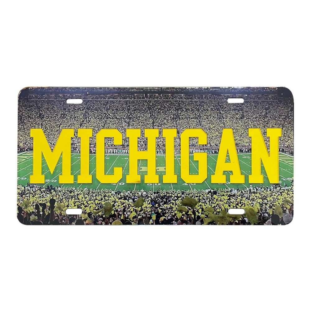 Michigan Mirrored License Plate The Big House Mi Wolverines Stadium Wincraft